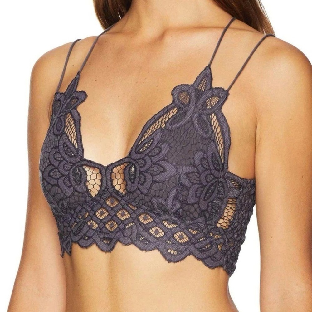 Free People Adella Lace Bralette- Charcol